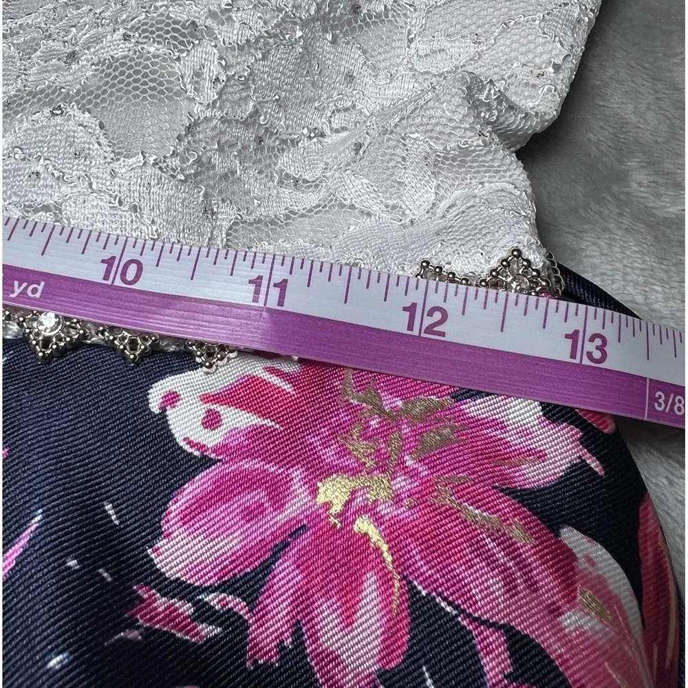 Speechless Kids Girls Size 16 Floral High-Low‎ Formal Dress White Lace Navy Blue
